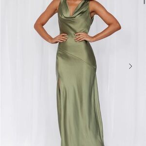 Hello Molly Olive Satin Maxi Dress